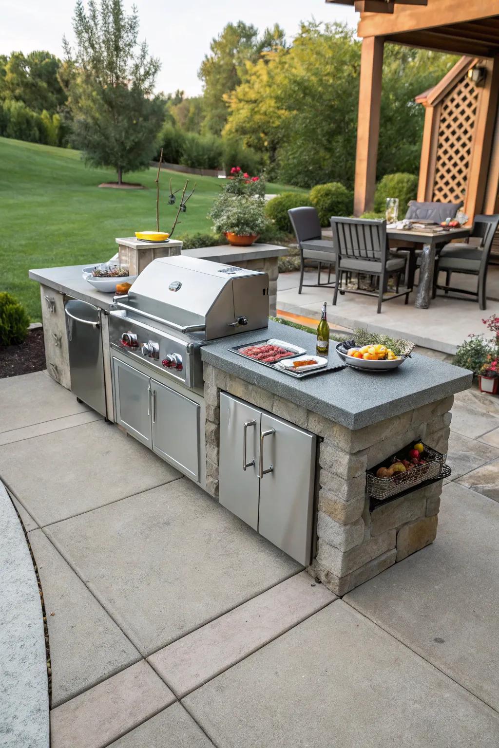 An outdoor kitchen enhances your patio's functionality.