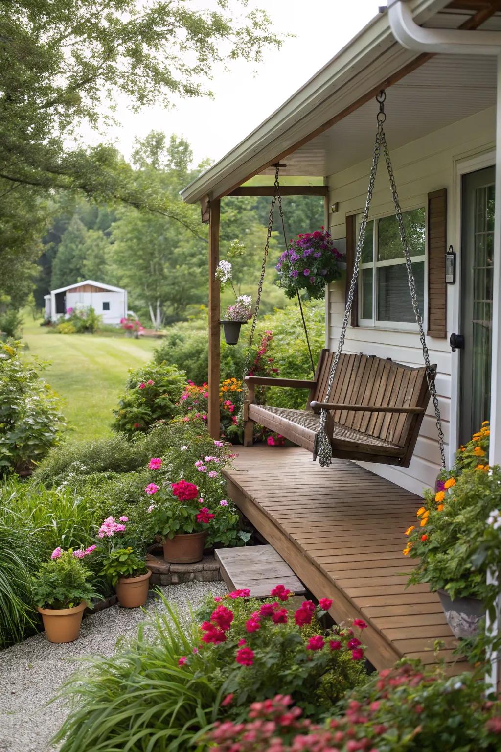 Lush landscaping enhances your porch's connection to nature.