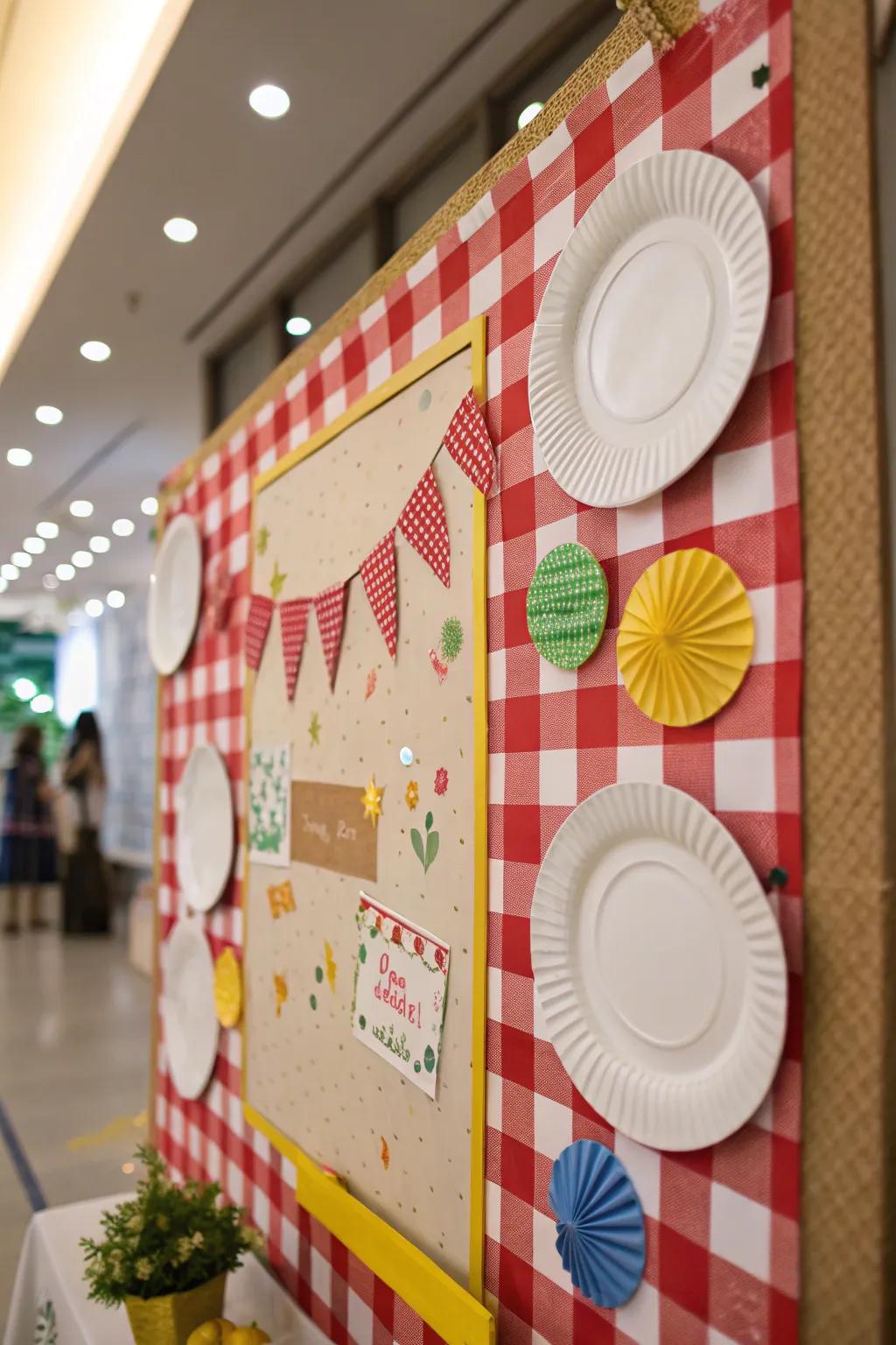 Picnic in the Park bulletin board with playful picnic elements.