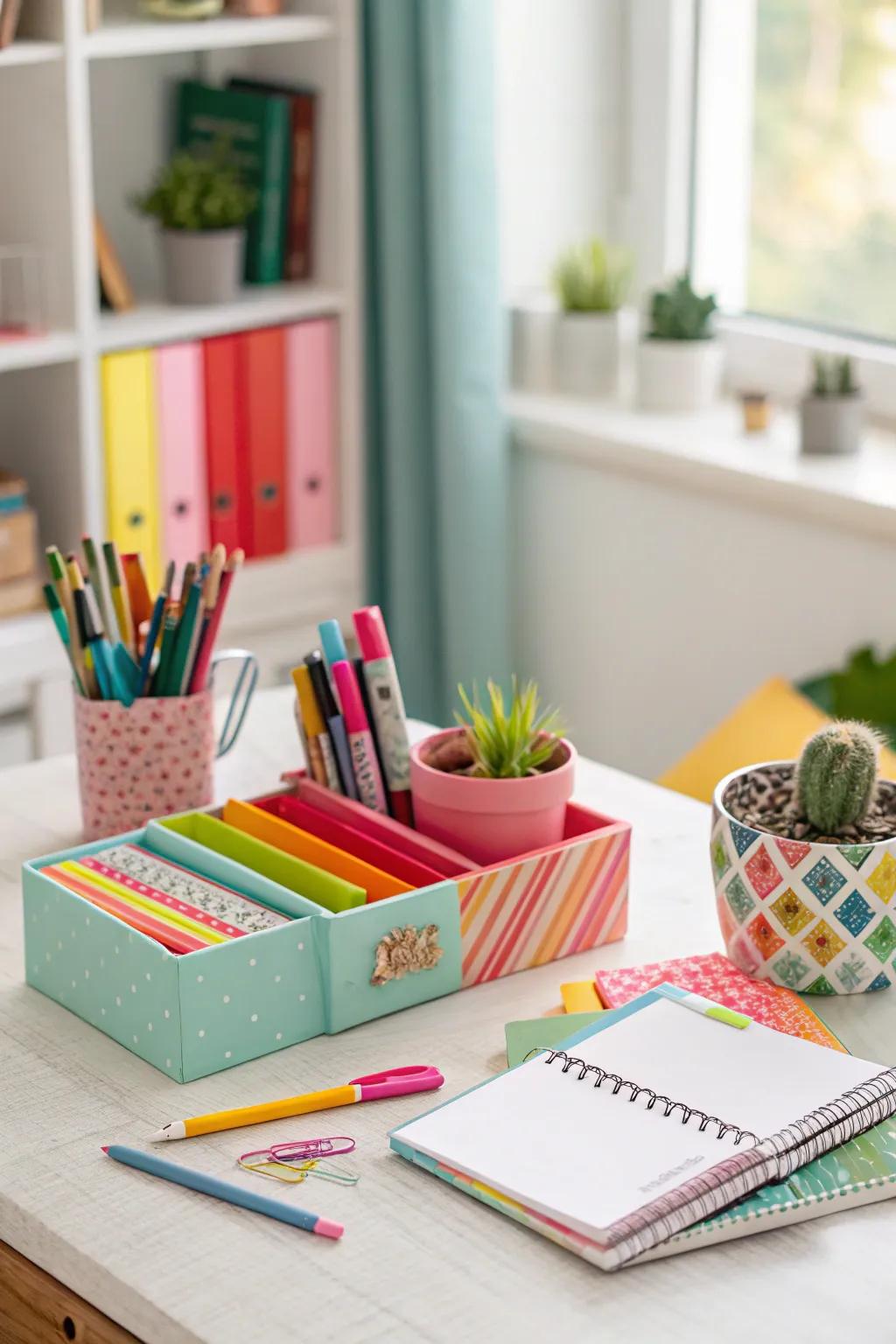 Brighten your desk with colorful accents.