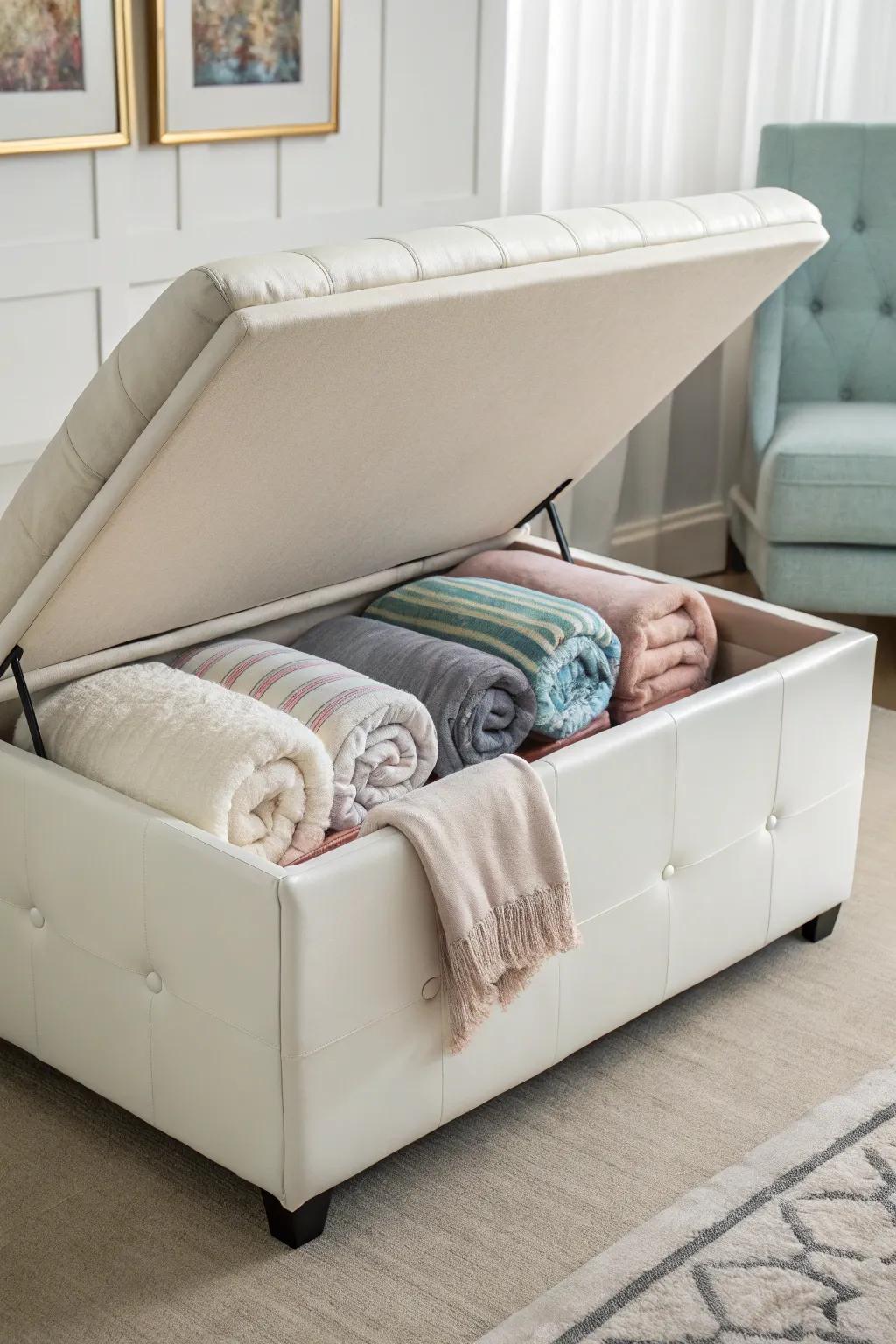 Ottomans offer a chic and functional storage solution.