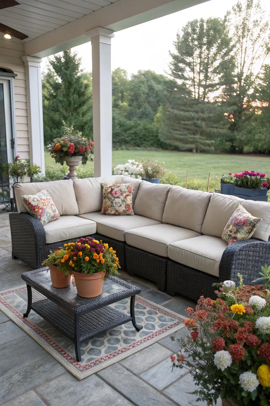 Sectionals offer ample seating and a cozy corner for gatherings.