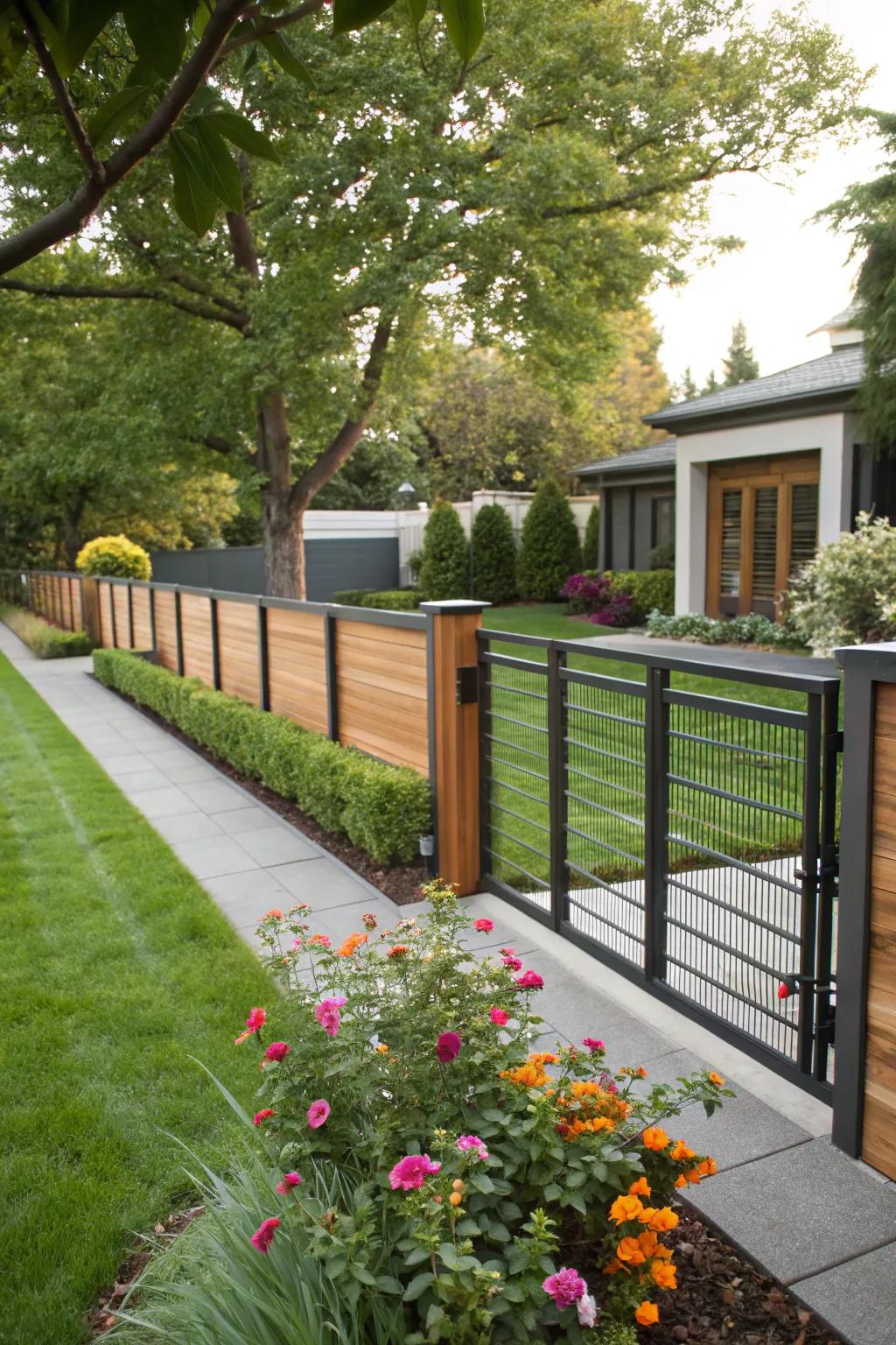 Mixed-material fences offer unique and durable designs.