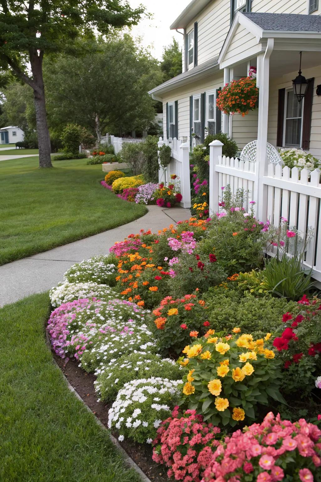 Seasonal selection keeps the flower beds attractive throughout the year.