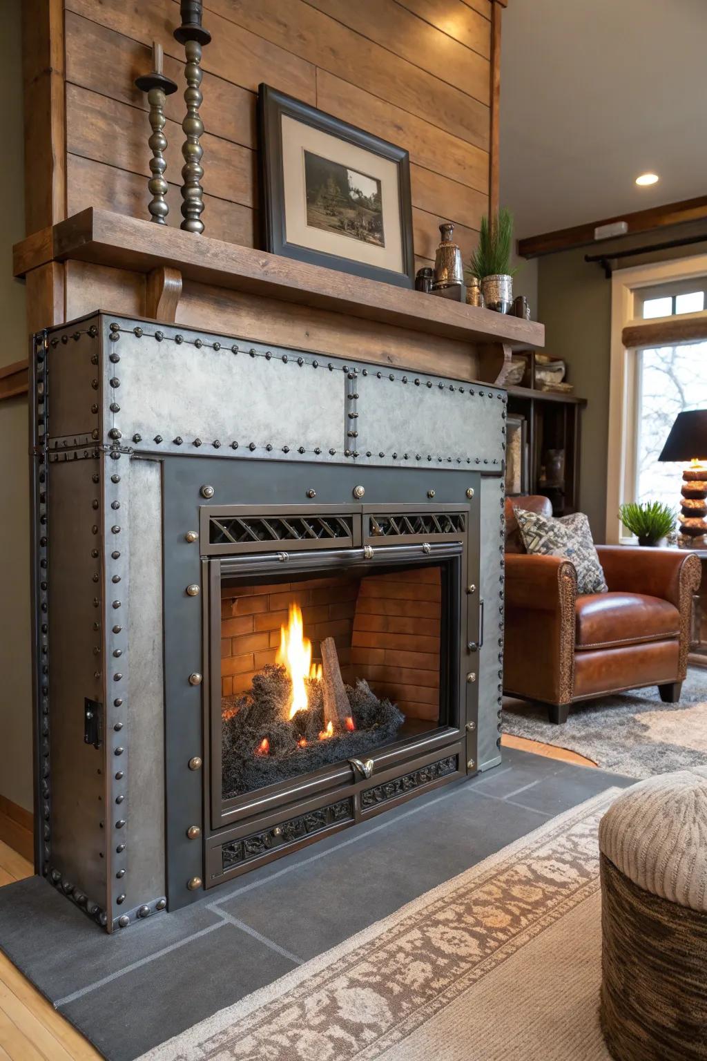 Industrial edge with a metal mantel.