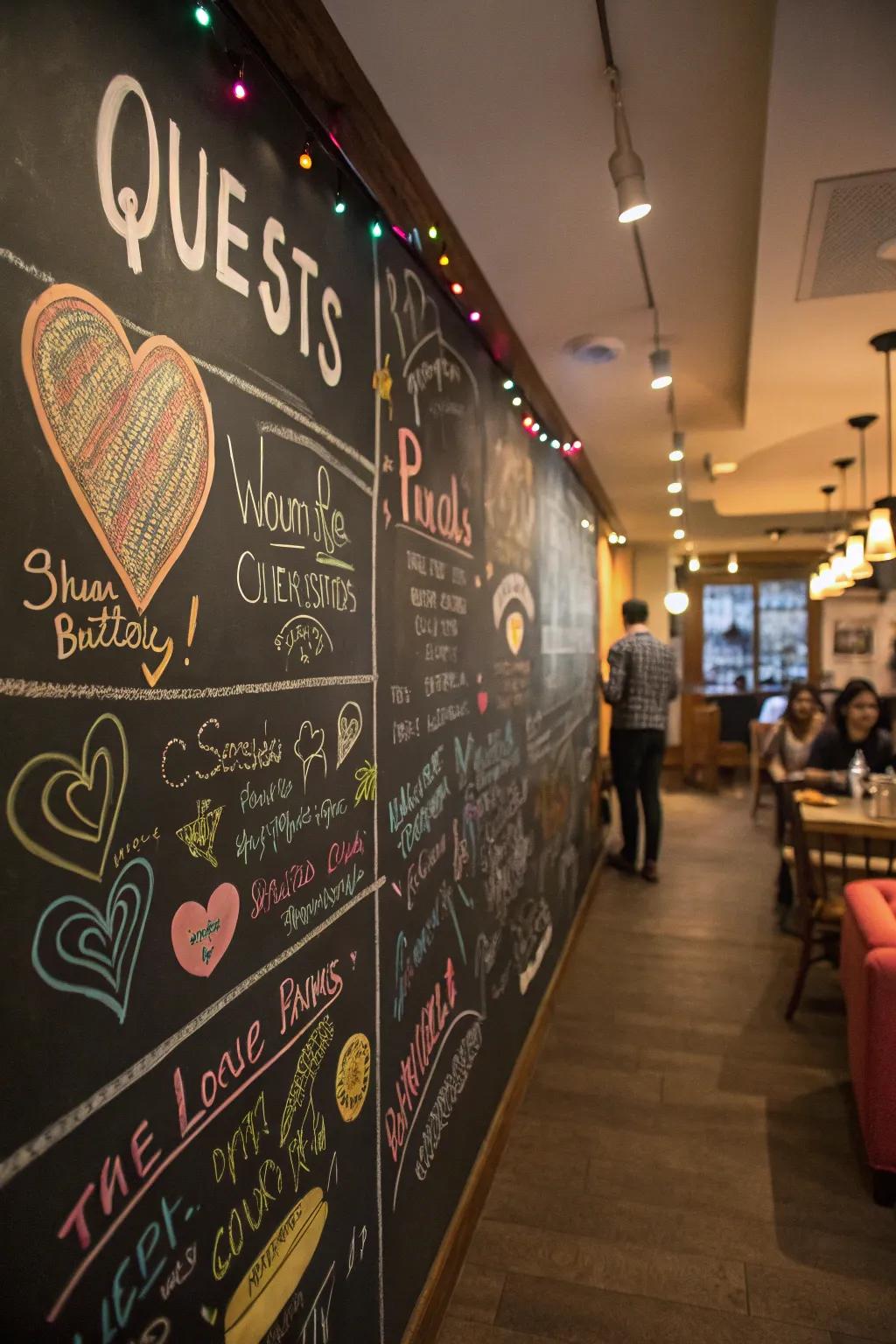 Insightful words: A chalkboard display for attendees to convey messages to the graduate.