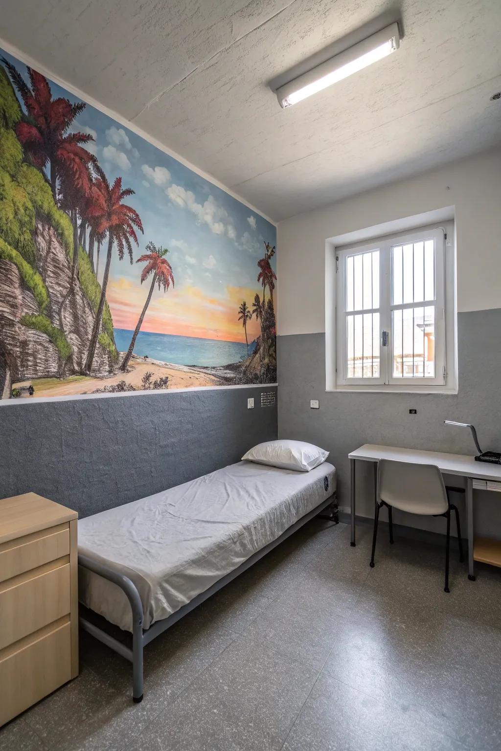 A wall mural has the potential to be a stunning center piece.