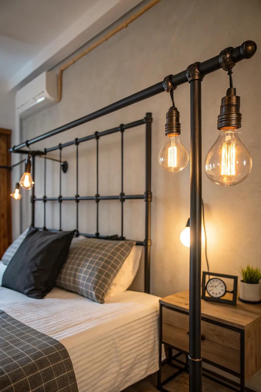 Industrial-style lighting offers a modern, urban edge.