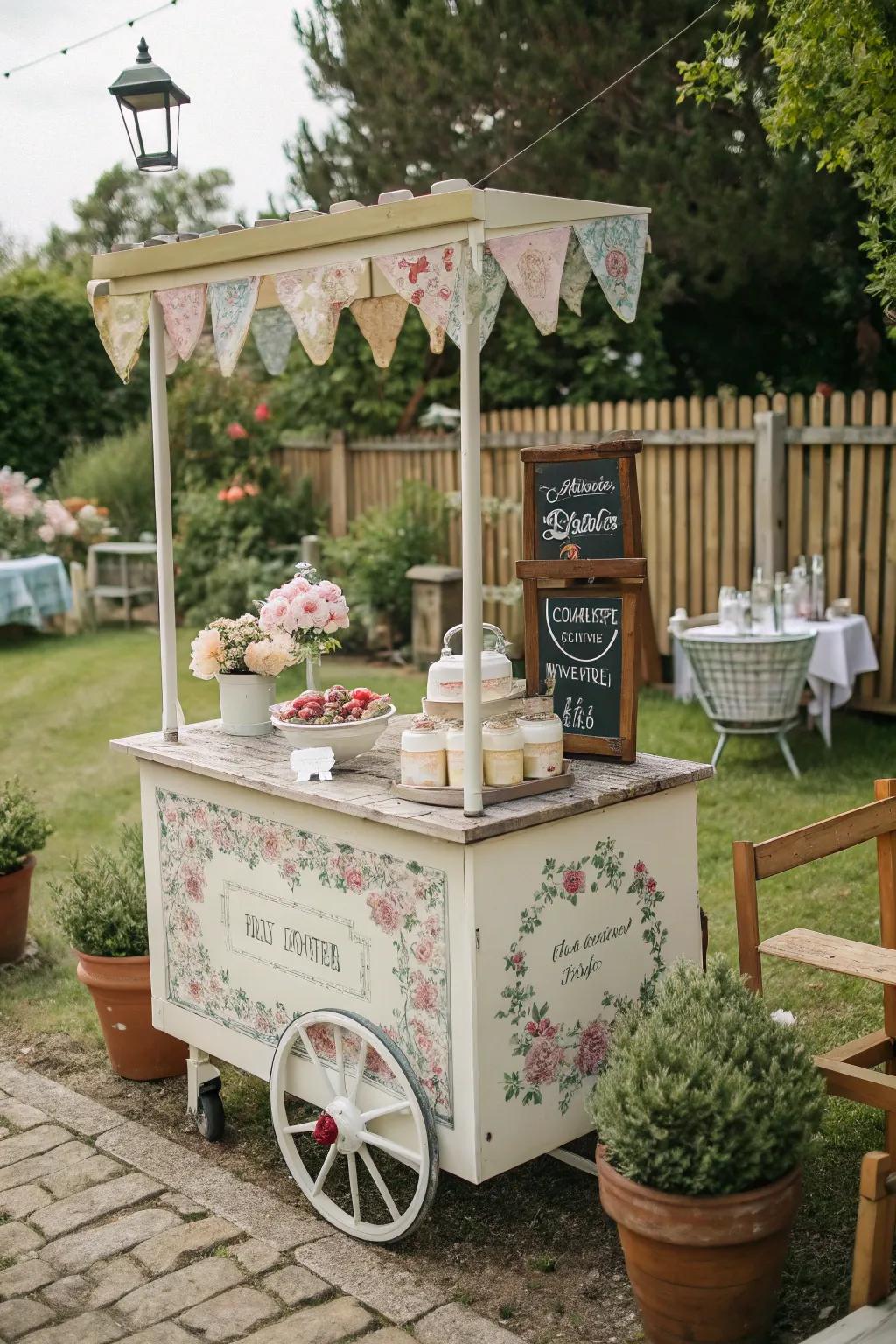 A vintage cart brings charm and nostalgia.