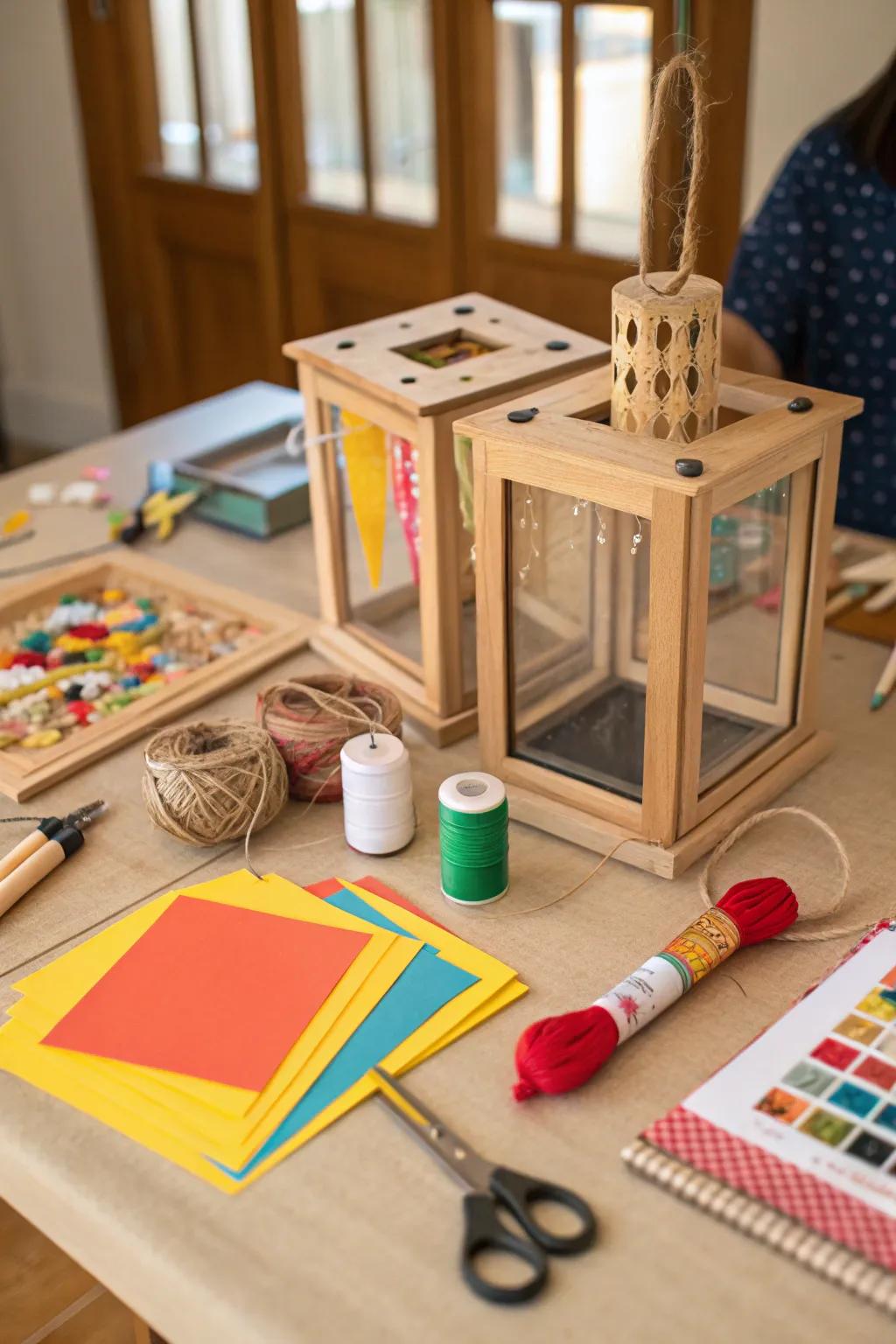 A DIY lantern kit ready for crafting.