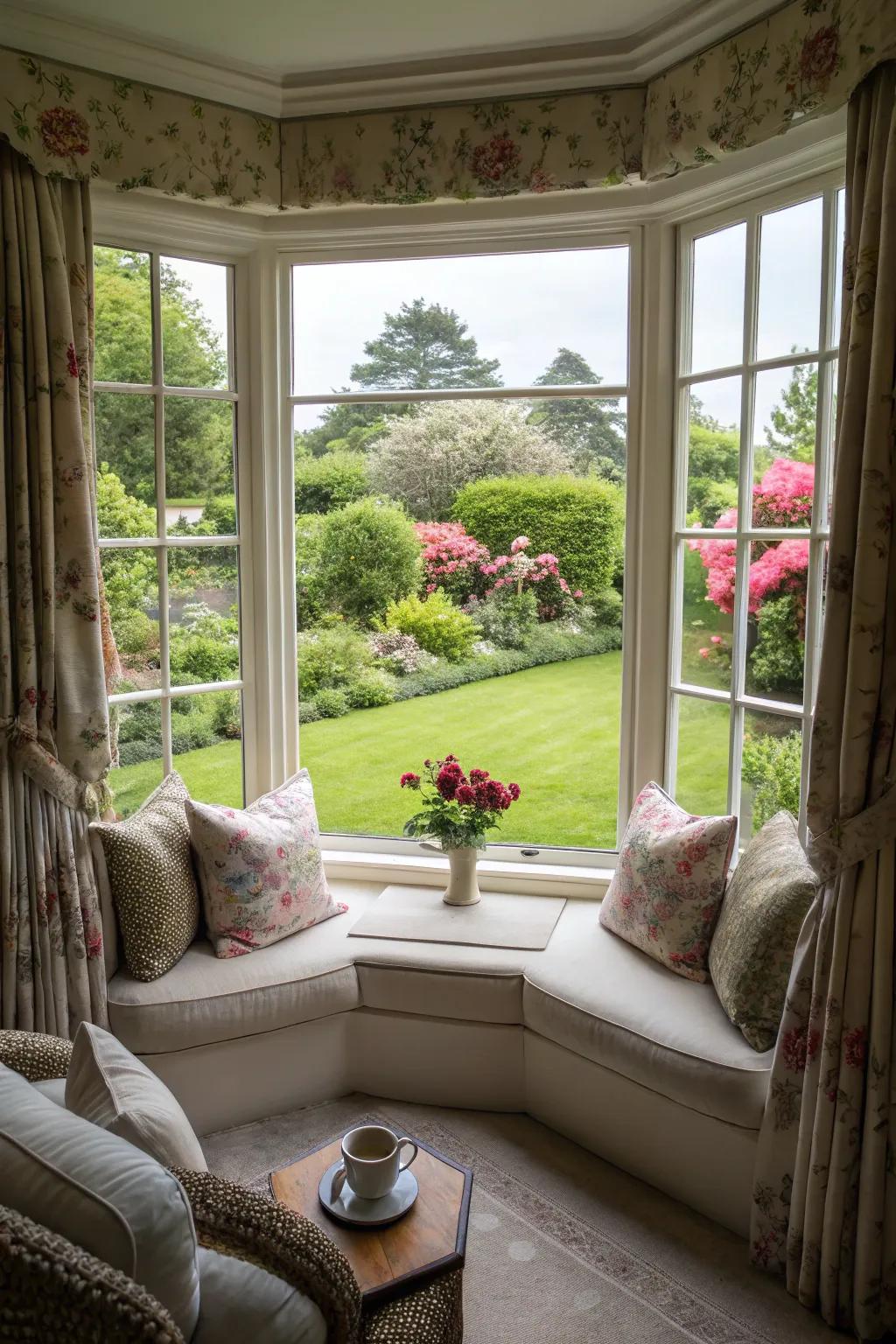 A bay window providing both elegance and additional seating.