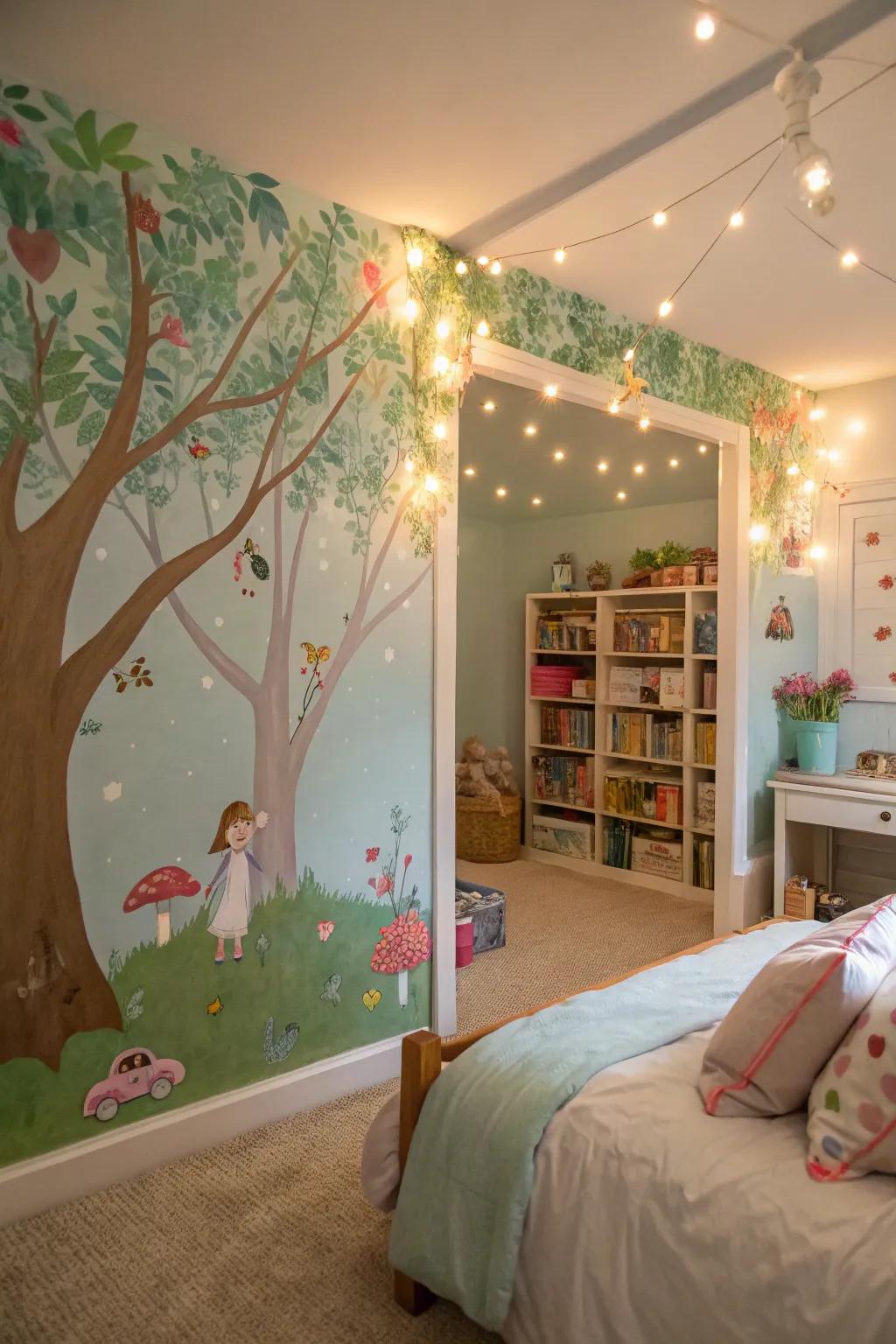 A magical wall painting that transports you to an enchanted world.