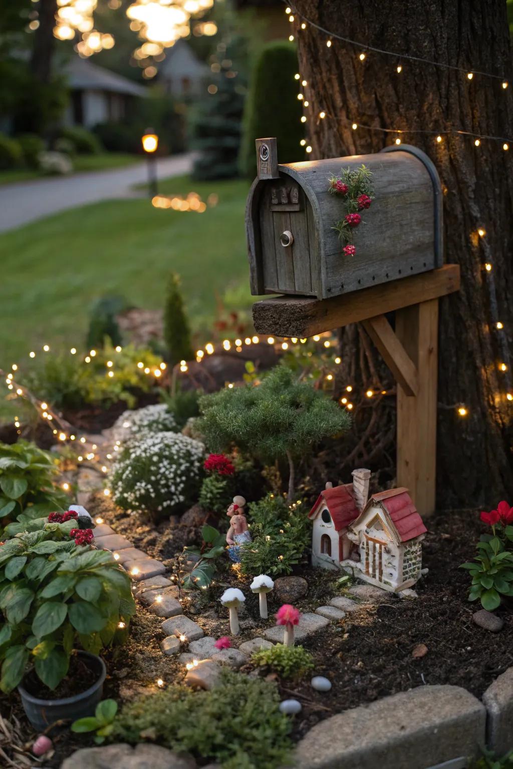 A small-scale garden introduces whimsy and attraction to your mailbox space.
