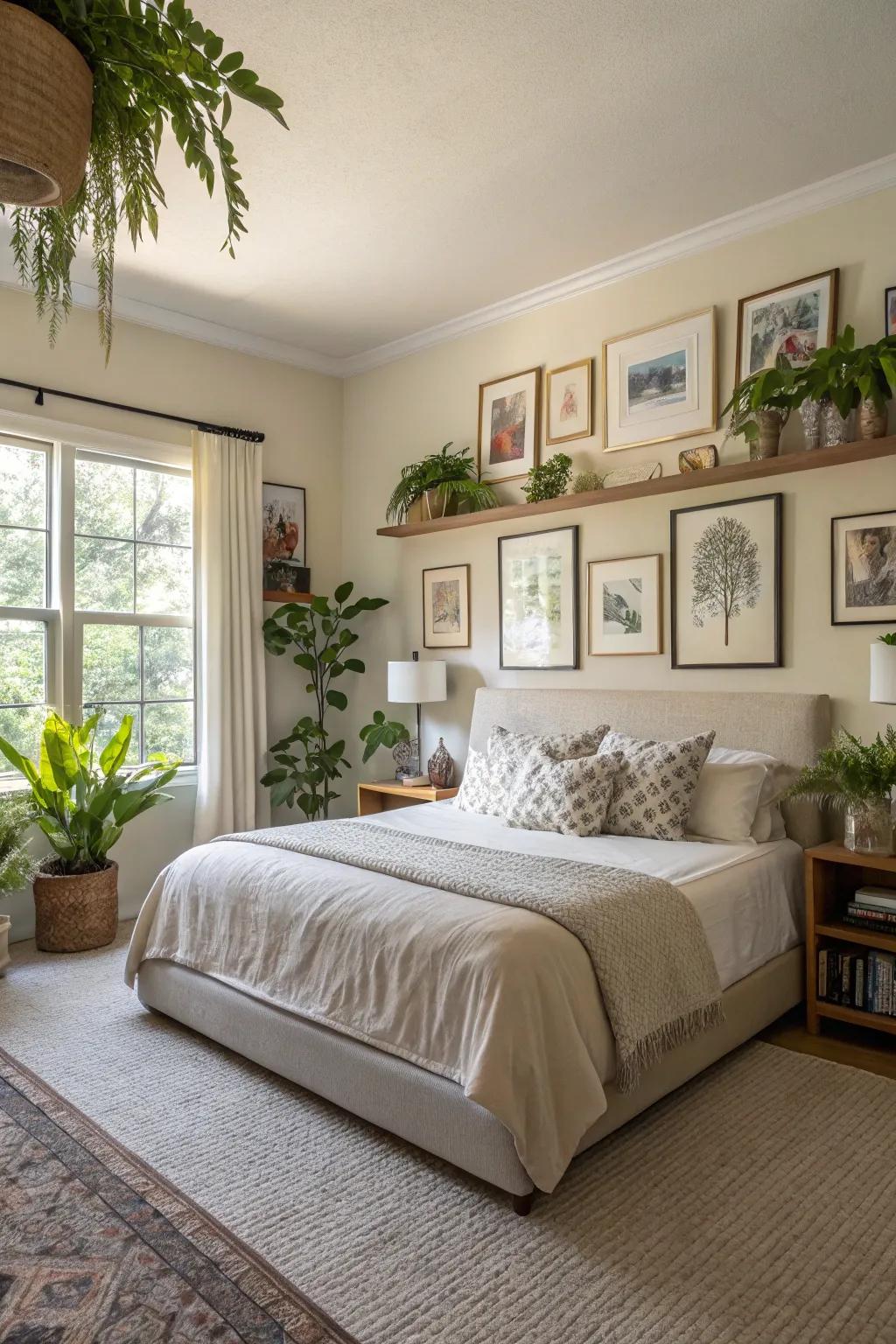 Ornamental additions personalize the master bedroom space.