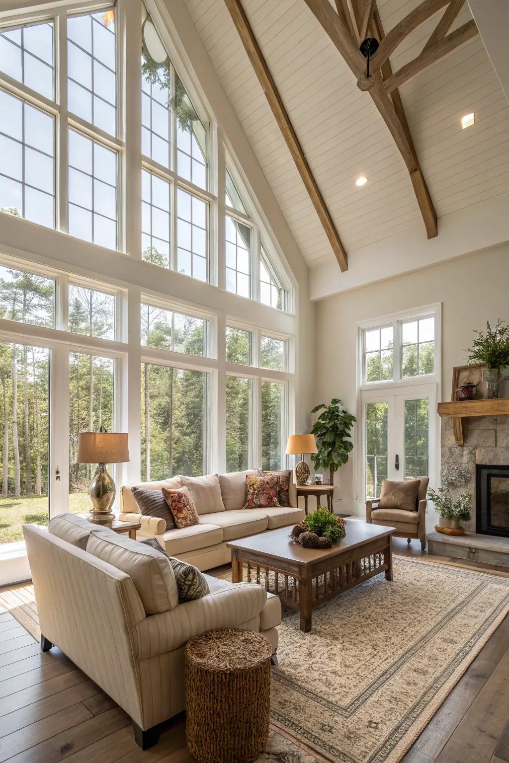 High ceilings create an airy, open atmosphere.