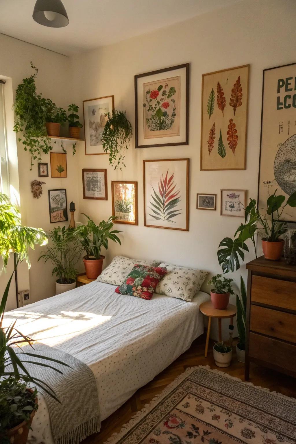 Personal decorative touches breathe life into the bedroom.