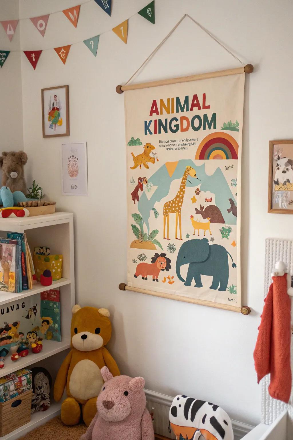 An animal kingdom poster that brings the wild into a child's space.