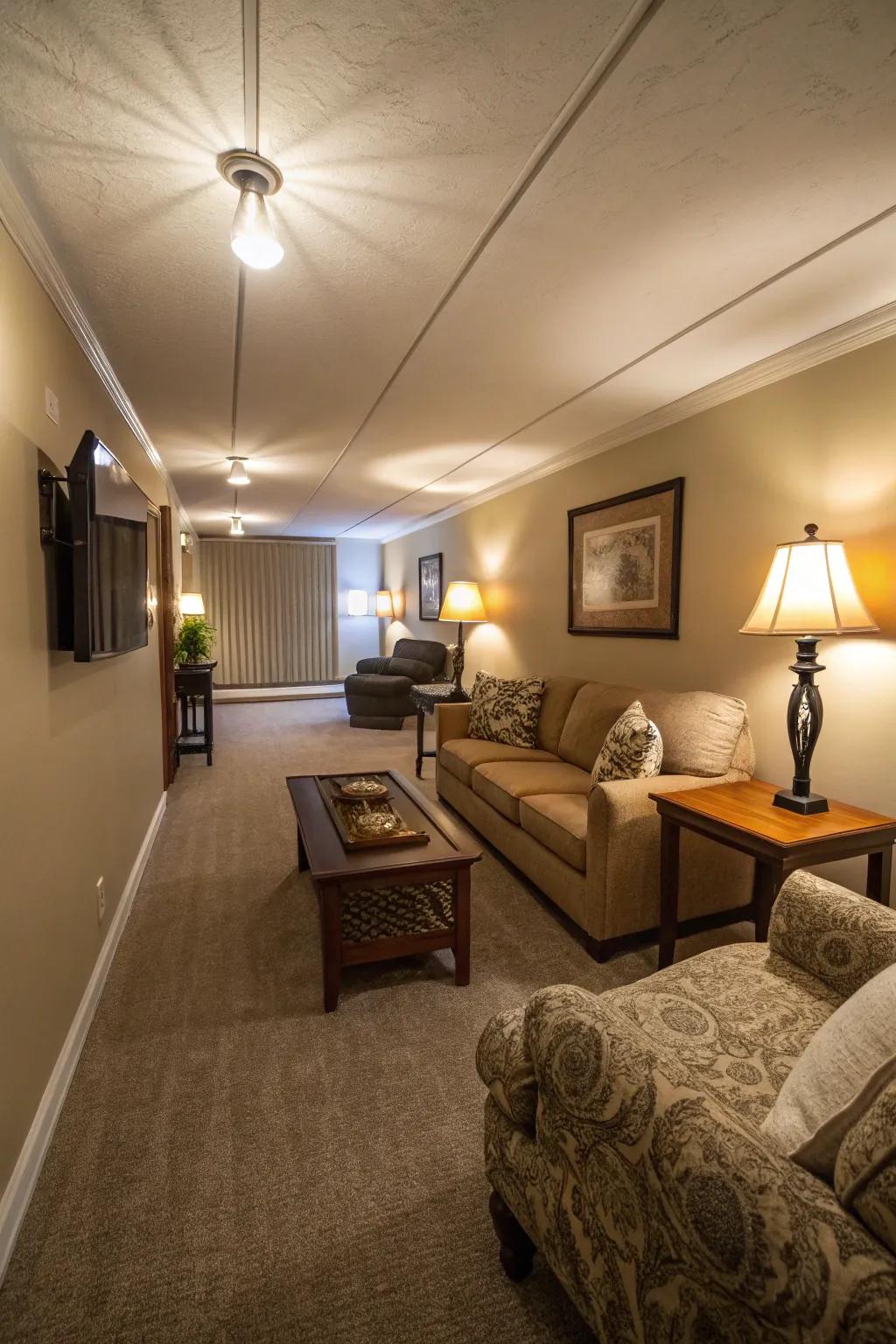 Lighting makes a nice feeling and makes the space seem bigger.