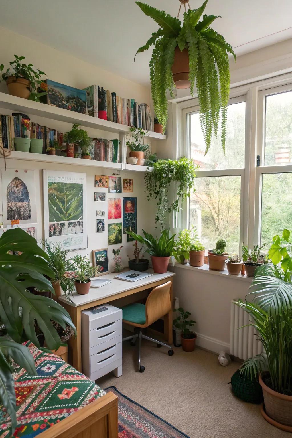 Foliage introduces a revitalizing and vibrant touch to a teenager's area.