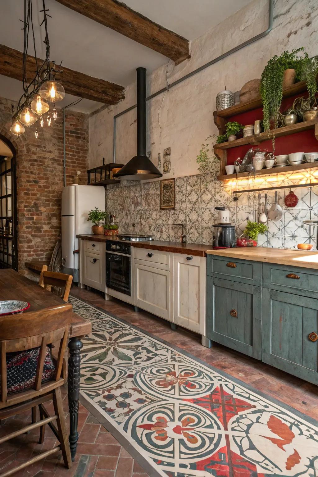 Patterned cement tiles make a bold and stylish statement.