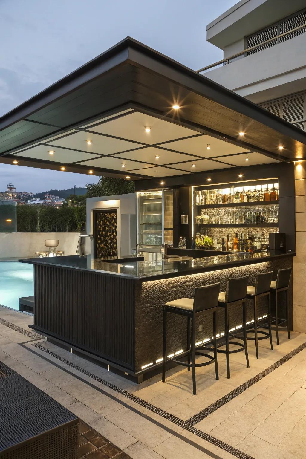 A well-planned layout ensures your small pool bar is both functional and stylish.