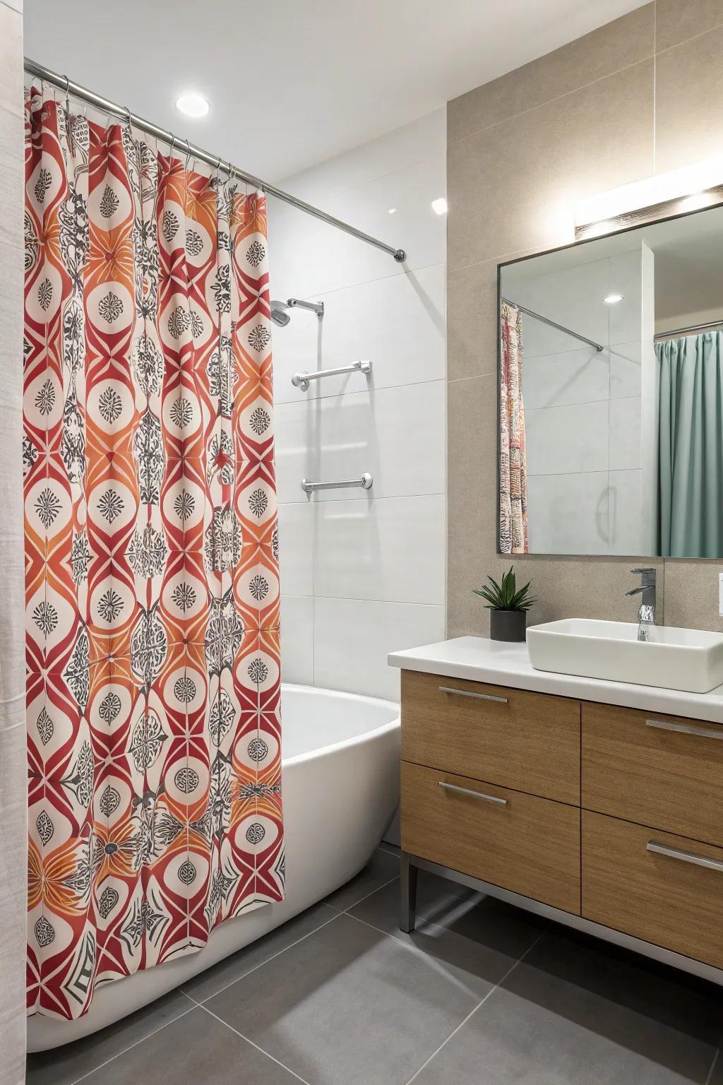 Bold patterns can transform your bathroom into a lively space.