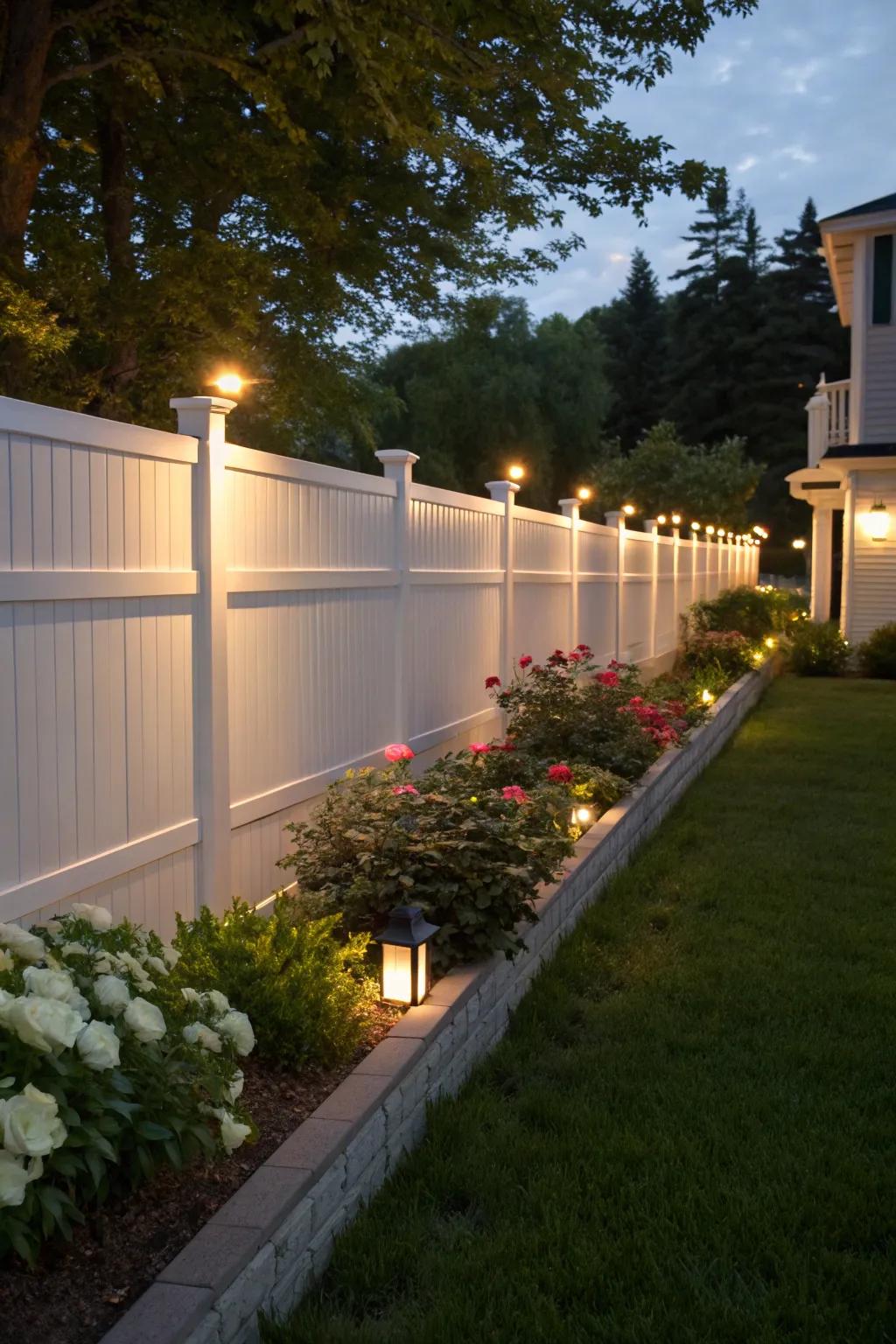 Spotlights can make key garden features stand out.