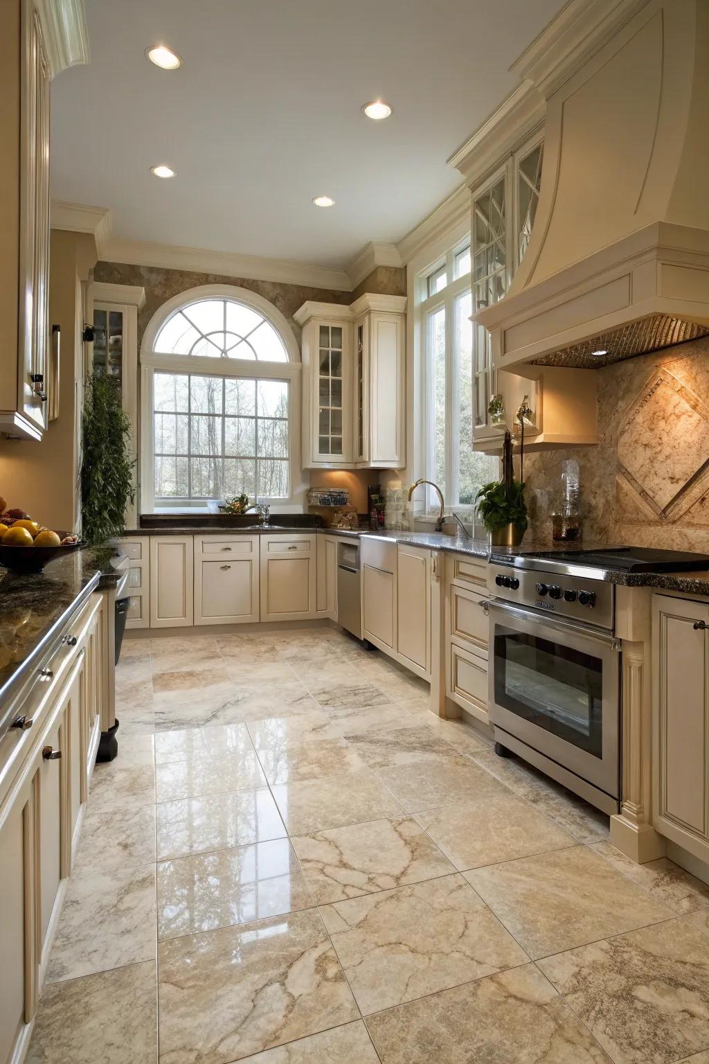 Get the luxury look of stone with practical vinyl.