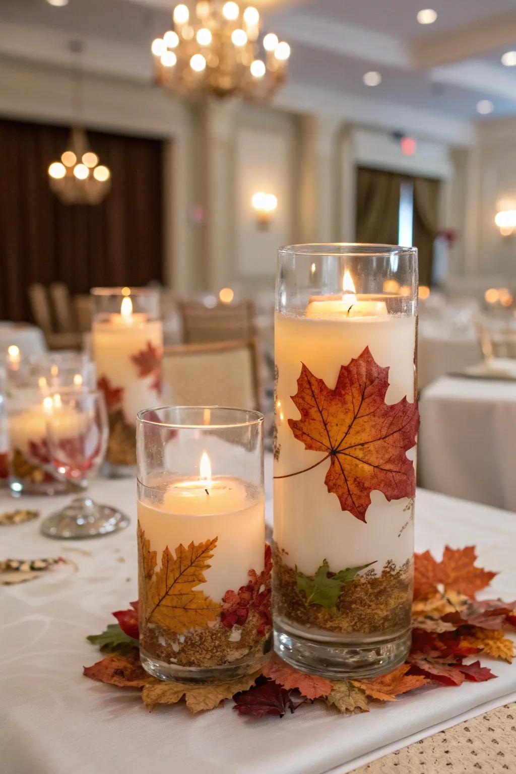 Seasonal elements like autumn leaves enhance the theme.