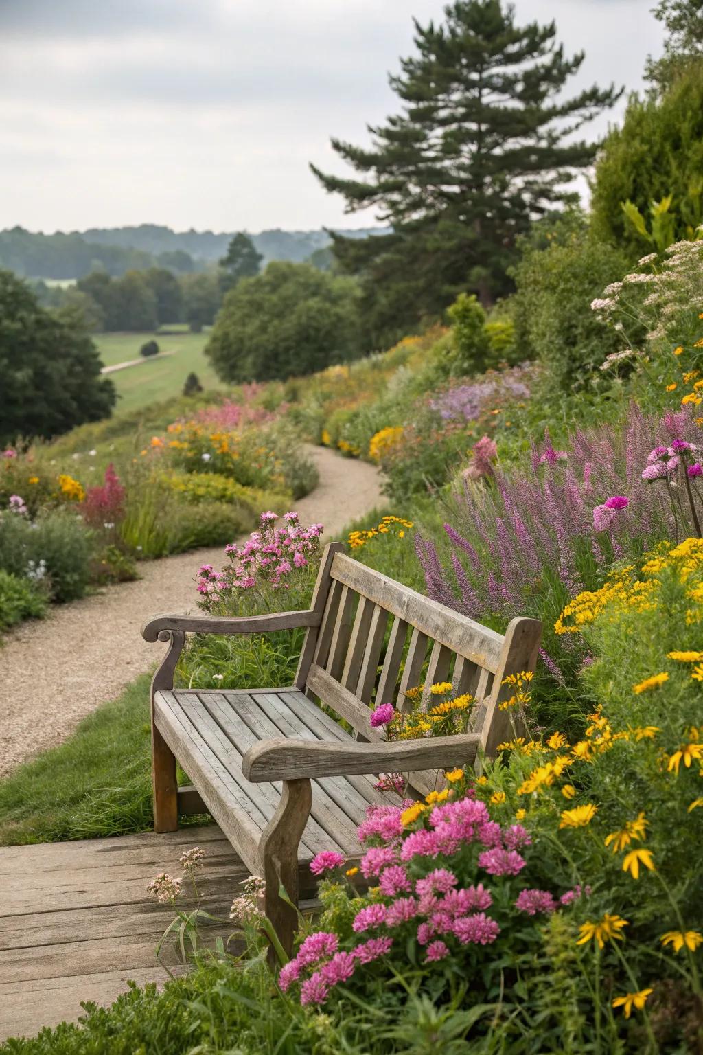 A cozy seating area surrounded by nature's beauty.