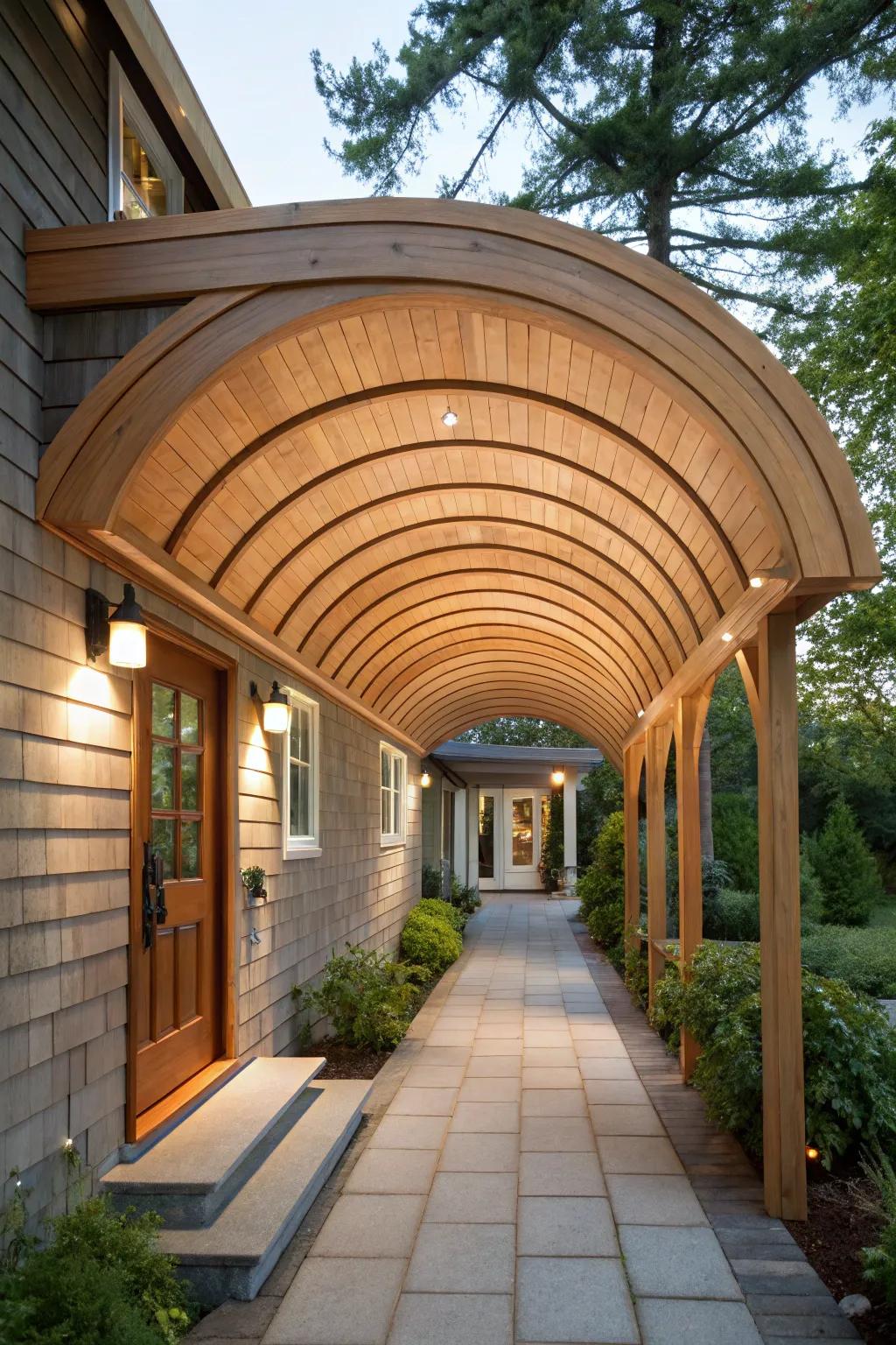 A bended shelter contributing an artistic impression.