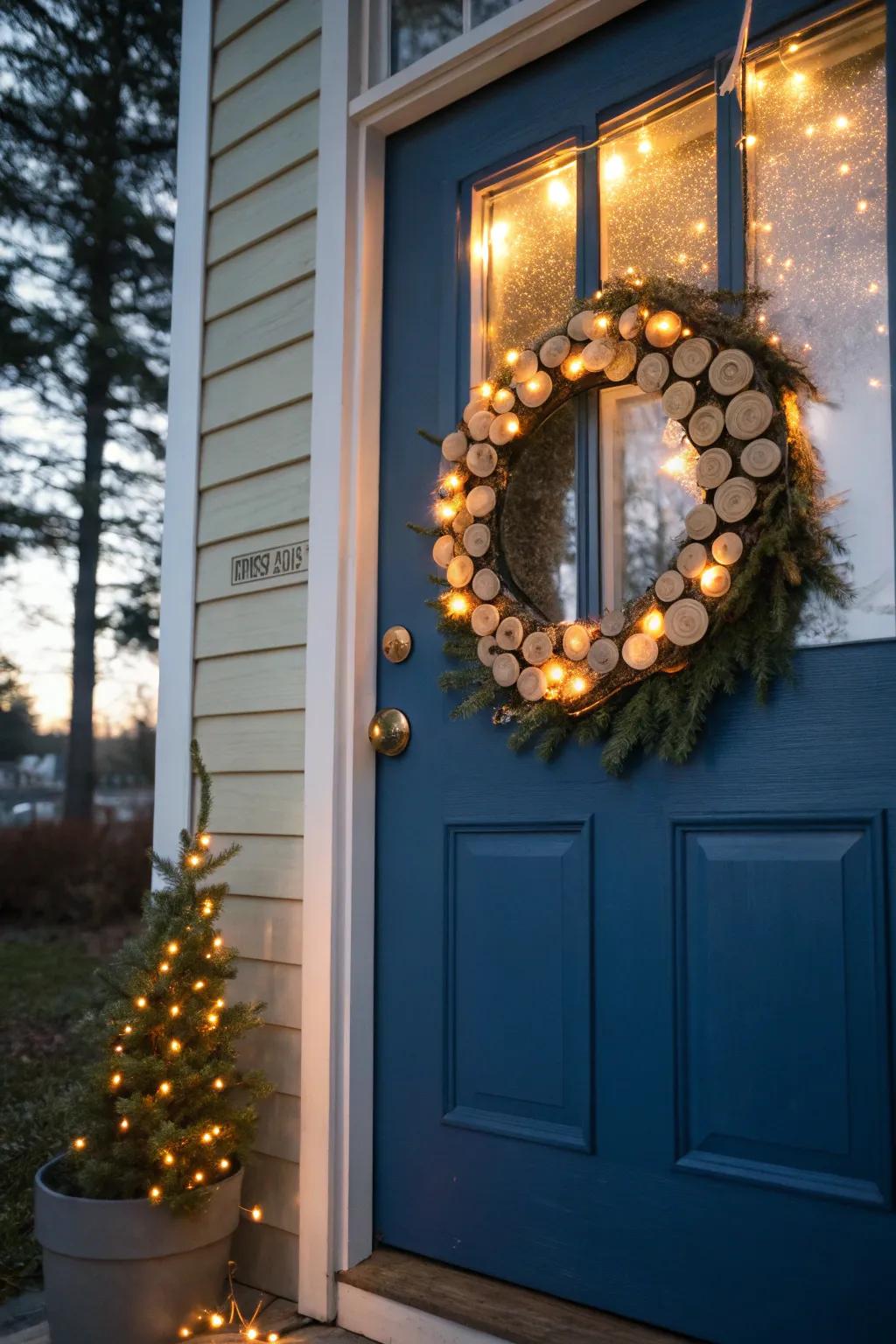 Wood slice and twinkle lights magic for a glowing effect.