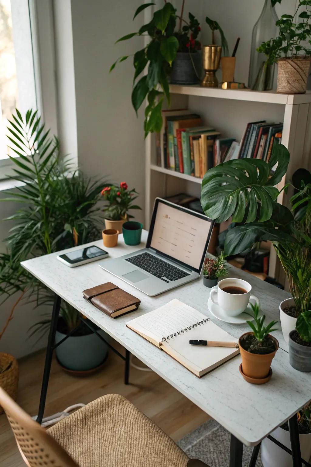 Plants add freshness and tranquility to your office.