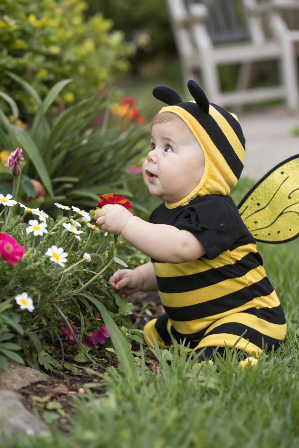 Bumblebee costume buzzing with cuteness.