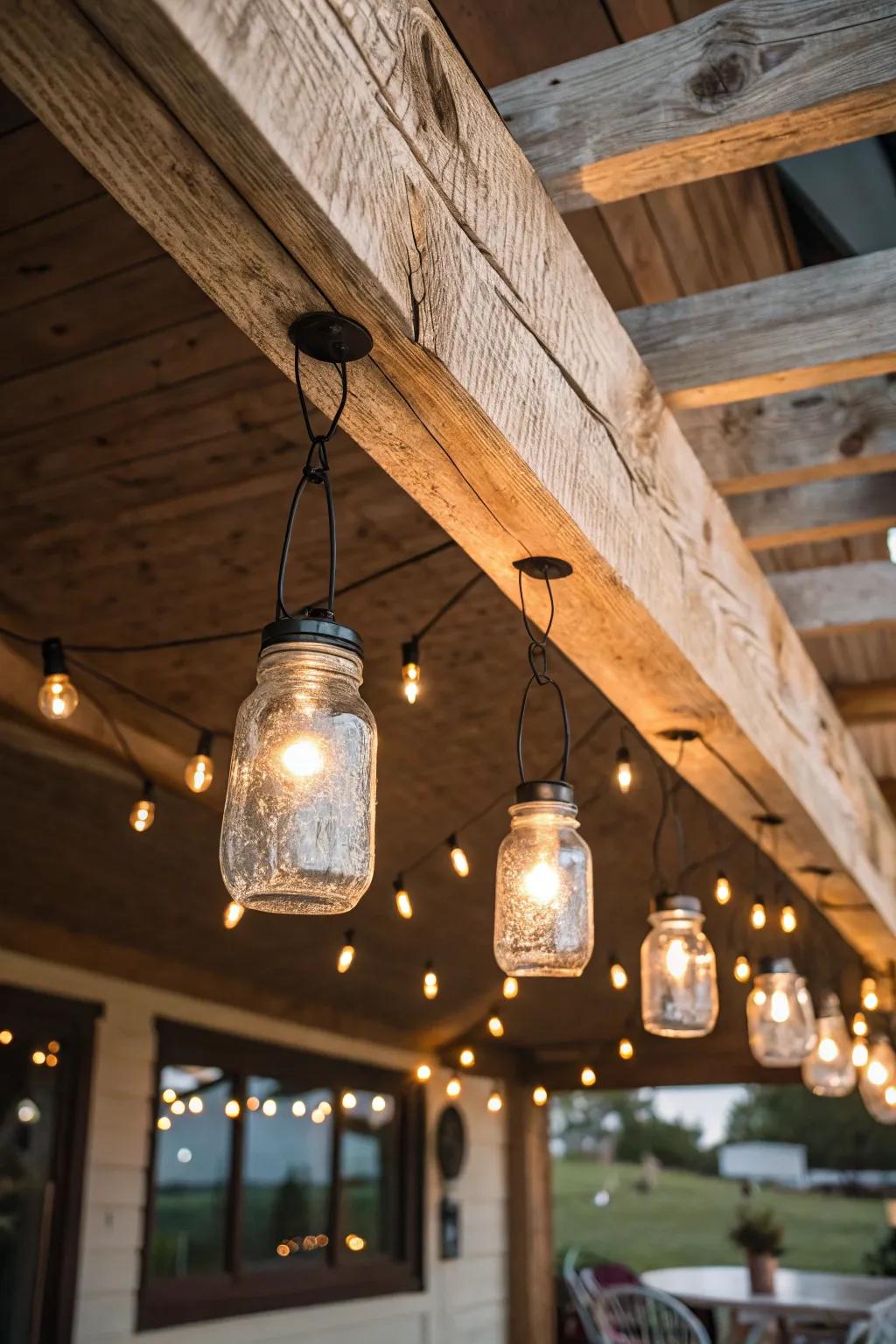 Vintage illumination pieces fashioned from preserving jars.