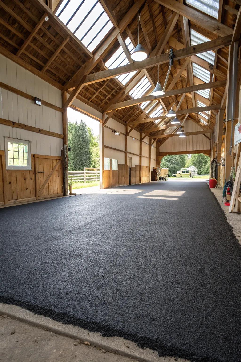 Asphalt floors offer a cost-effective, smooth solution.