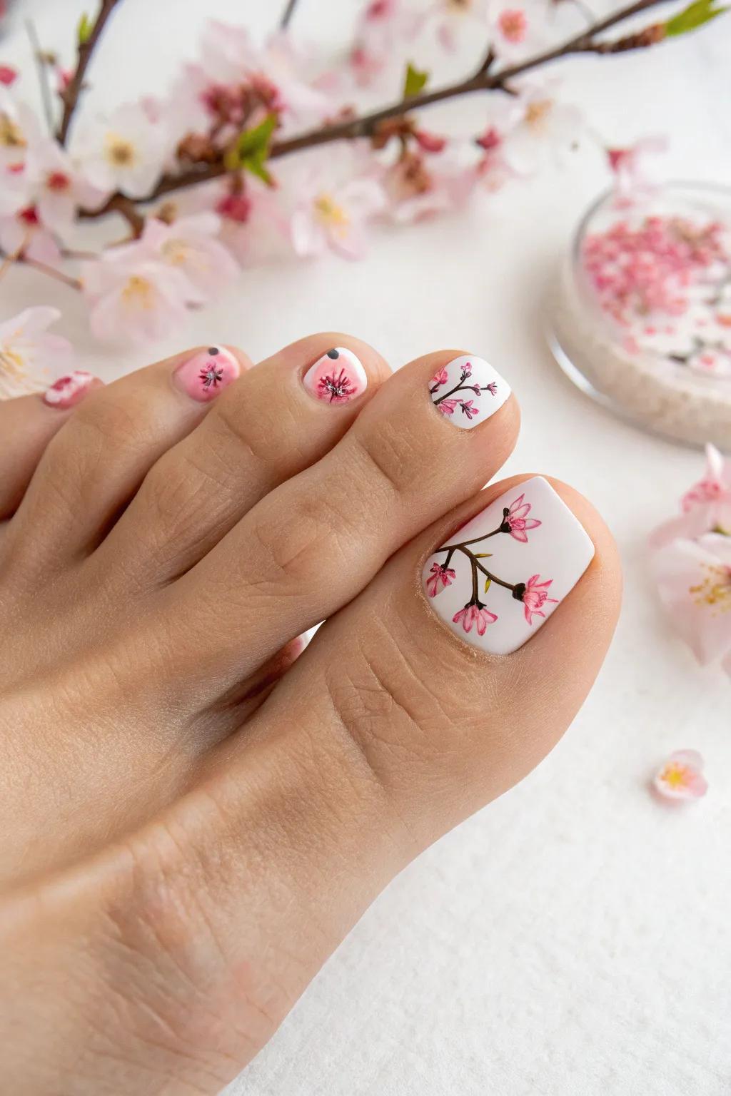 Cherry blossom charm on your big toe for a spring touch.