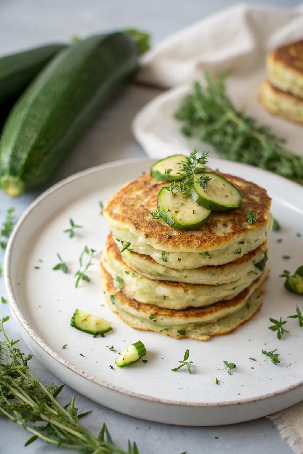 Zucchini pancakes offer a tasty twist on traditional breakfast.