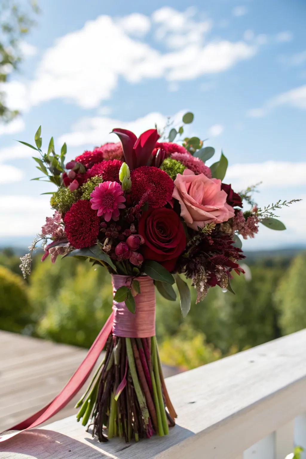 Deep red flowers with vibrant light pink highlights.