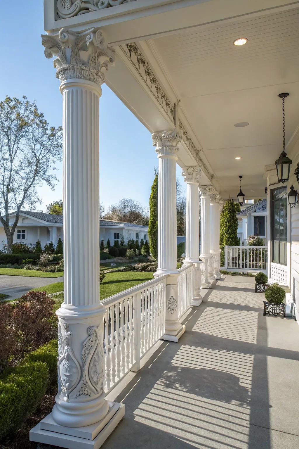 Elegant pillars add a touch of classical elegance to your porch.