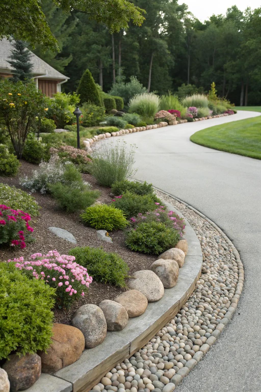 Integrating landscaping with your driveway adds natural charm.