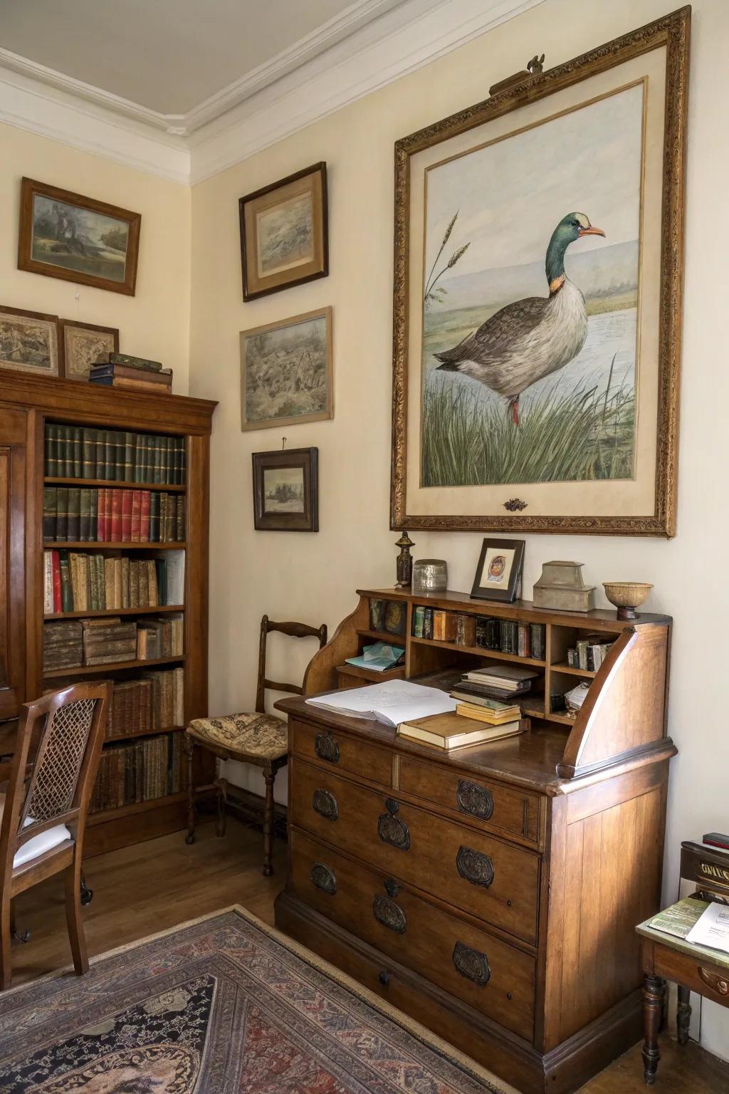 Vintage duck art adds a nostalgic touch to your decor.