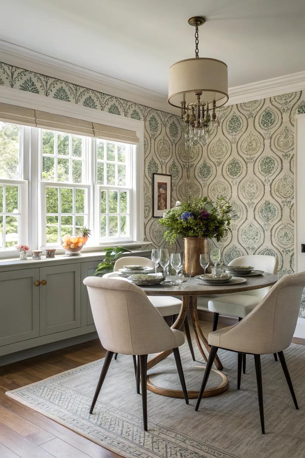 Accent walls with fabric wallpaper can dramatically transform any space.