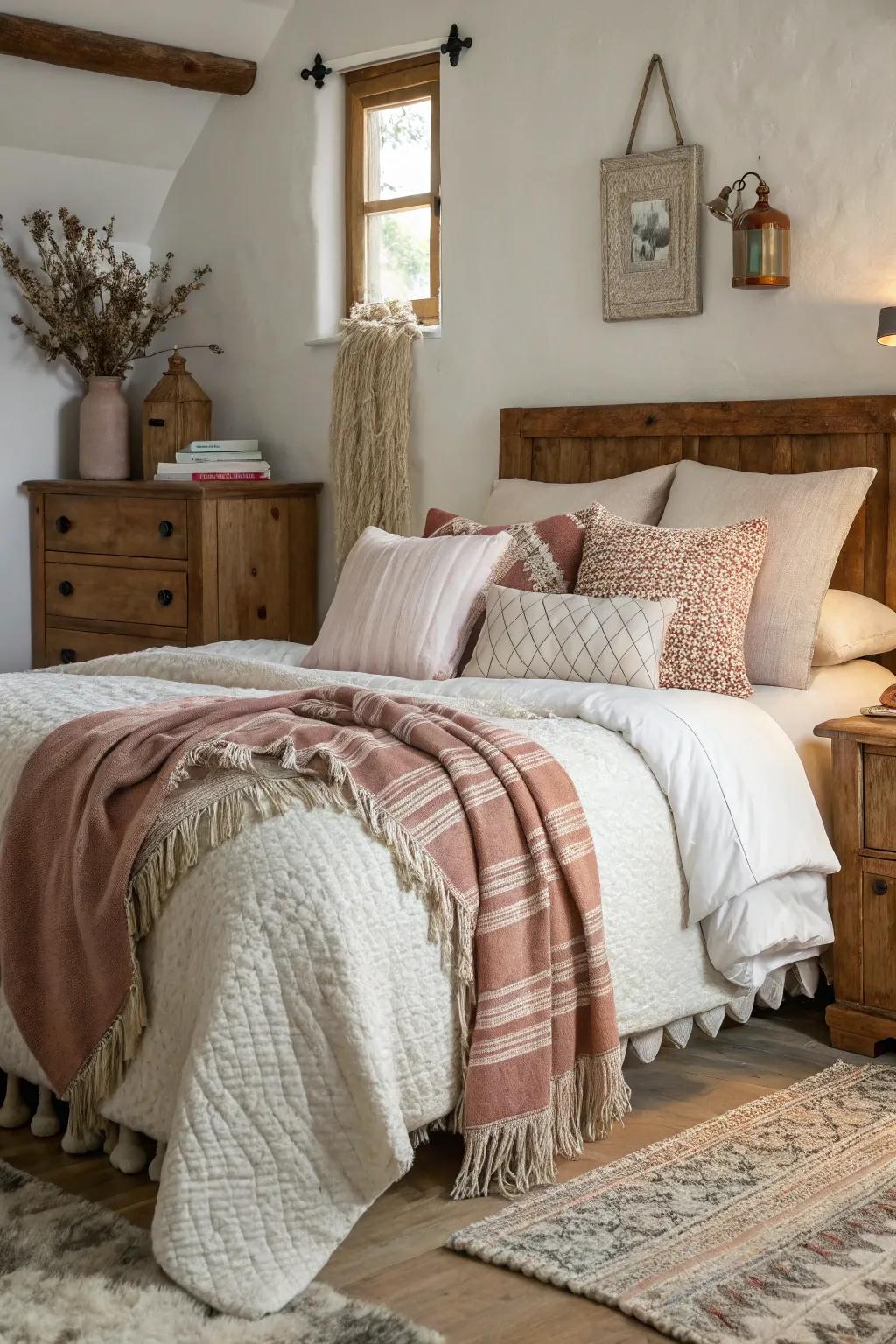 Inviting and comfortable bedding welcomes relaxation and personal style.