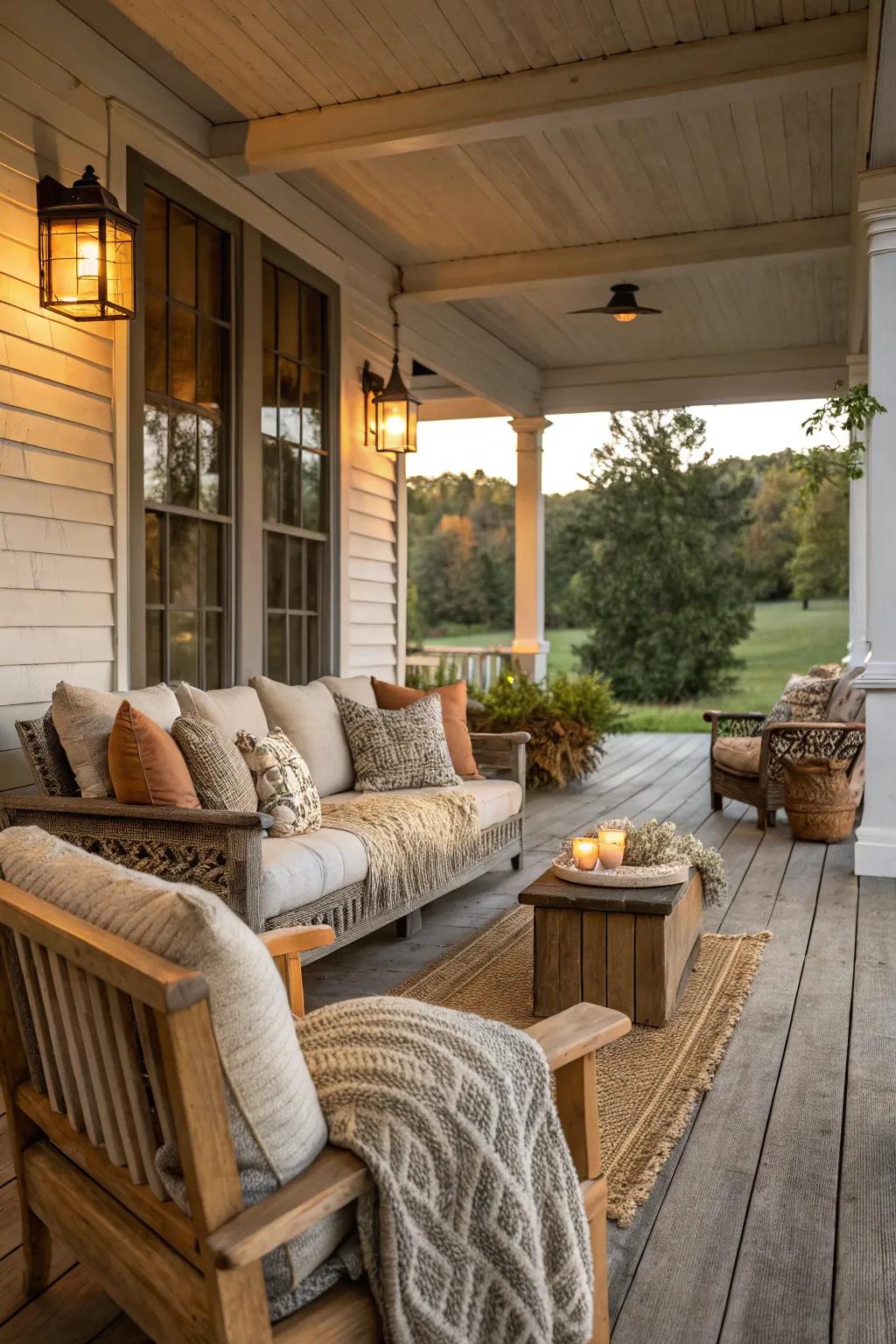 Cushions and throws offer comfort and style.