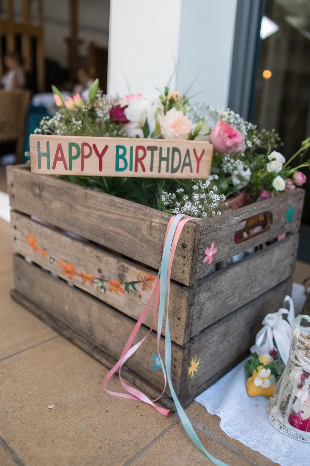 Add a personal touch with labeled wooden crates.