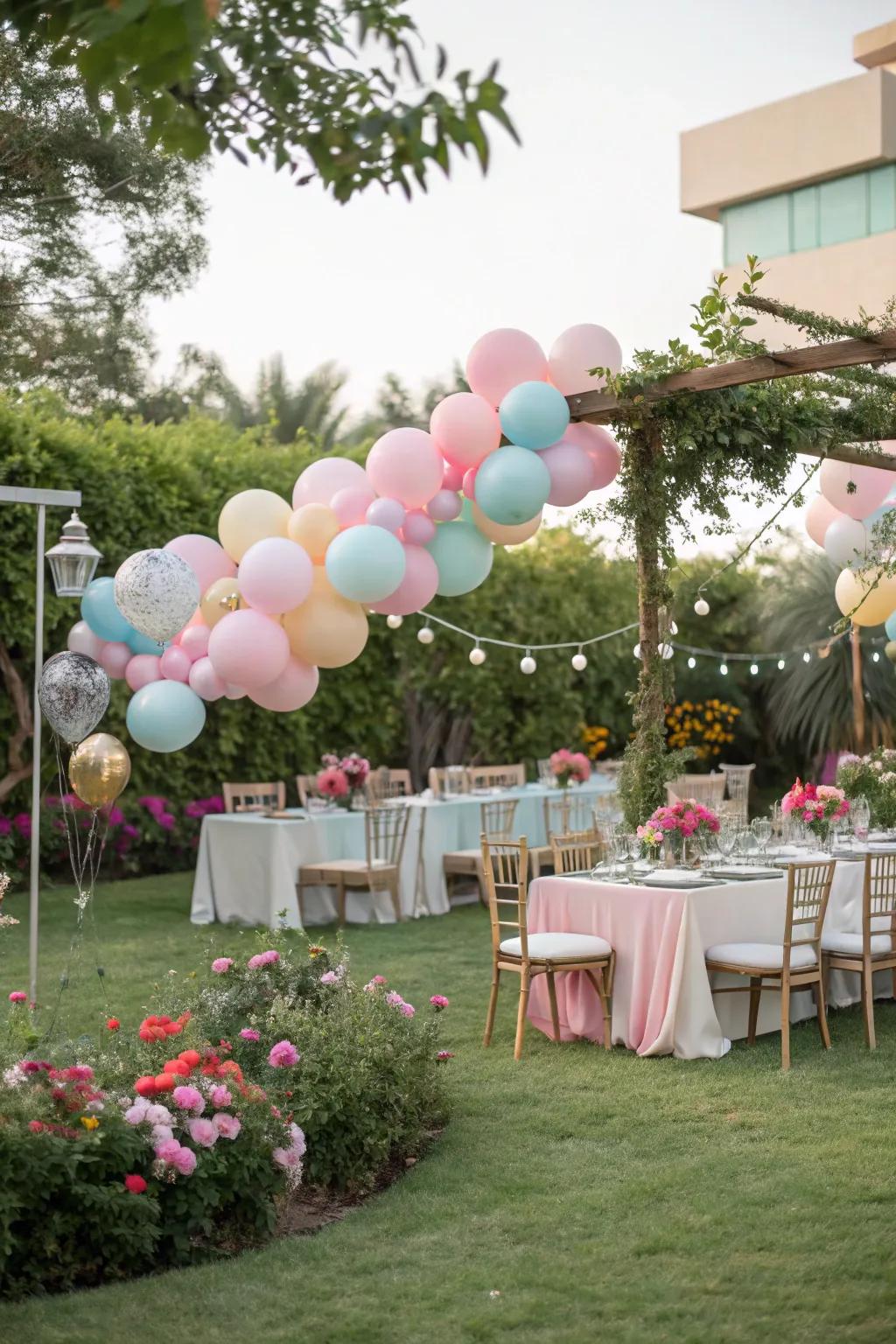 An outdoor setup creates a relaxed and inviting atmosphere for the big reveal.