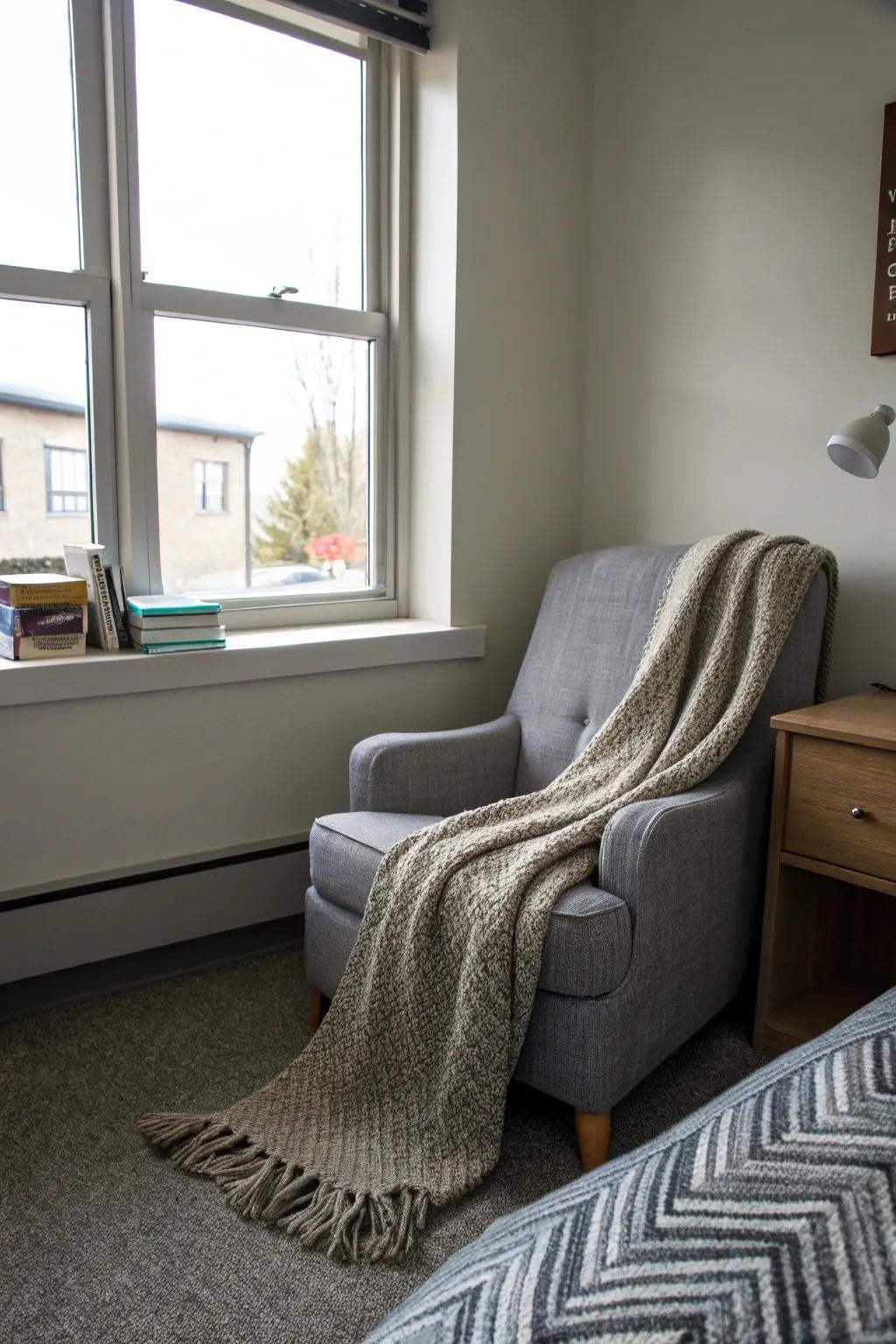 A comfortable reading nook is excellent for relaxing.