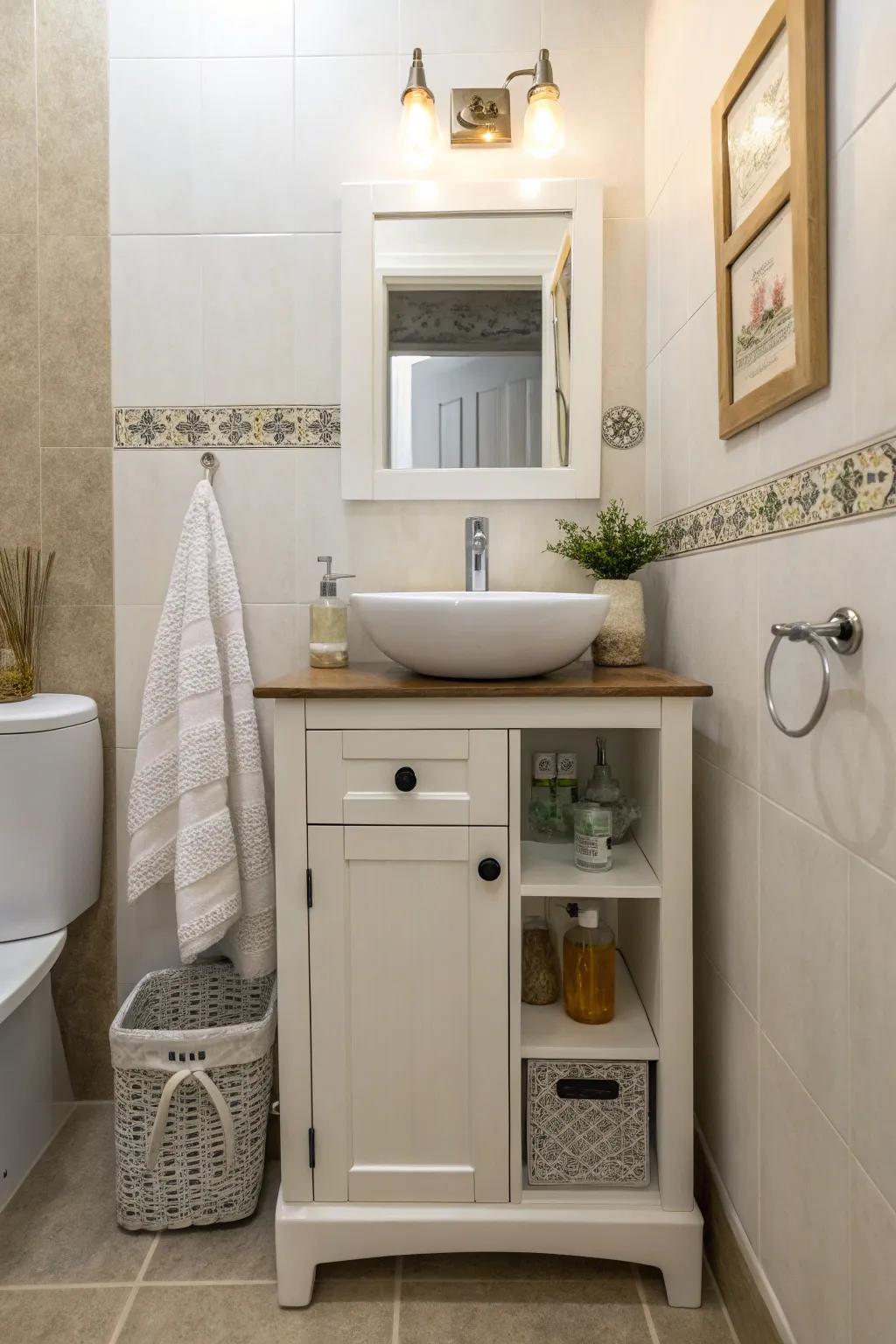 A compact vanity is perfect for small bathrooms.