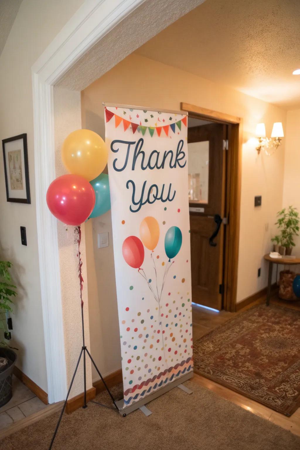 Thank you messages add warmth to birthday signs.